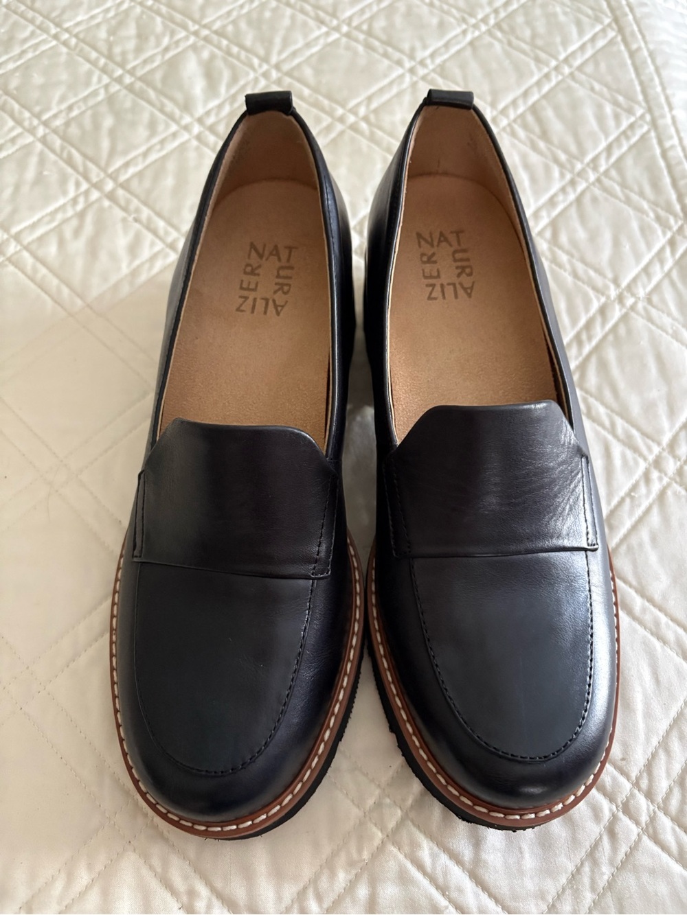 Naturalizer Black Leather Penny Loafers for Women